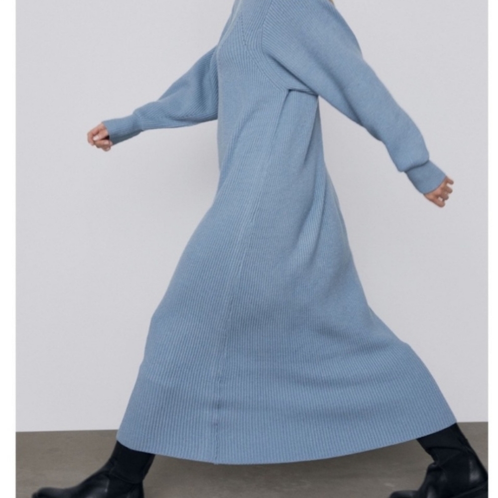Zara Baby Blue Knit Maxi dress